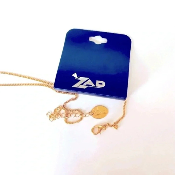 Zad Fashion Jewelry Gold Tone Multi Strand Necklace with Dark Blue Accents - Picture 4 of 4